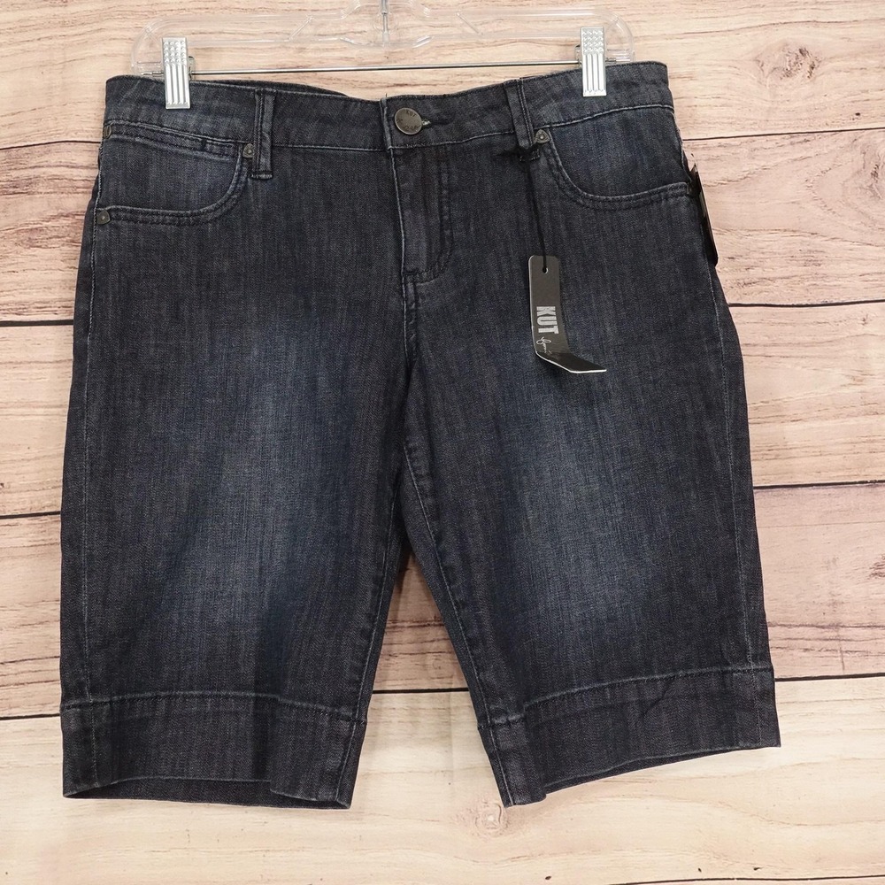 New! KUT From The Kloth Natalie Bermuda Denim Shorts Womens 6 Stretch 32 Waist